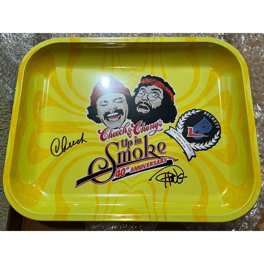 Cheech & Chong Signed 40th Anniversary "Up In Smoke" Tray Beckett Hologram COA